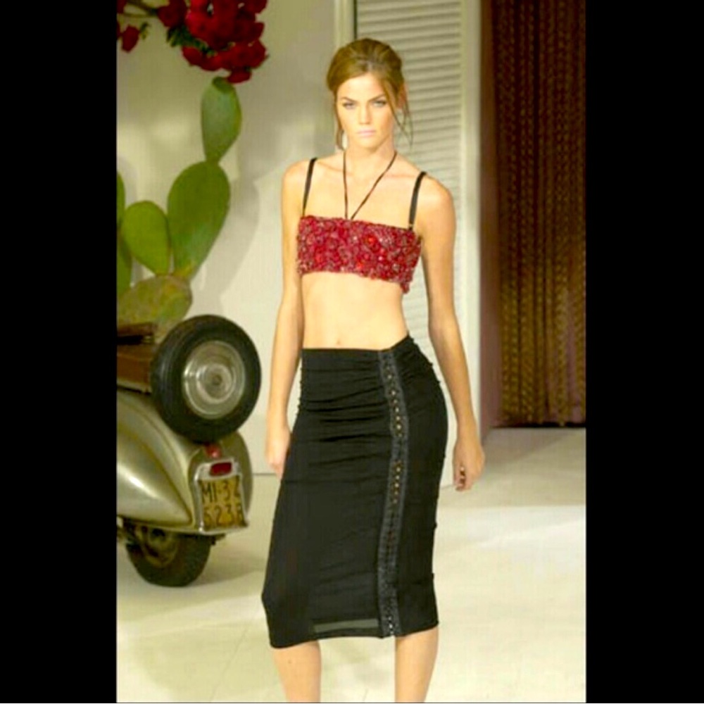 Dolce & Gabbana Lace-Up Midi Black Skirt - Vintage